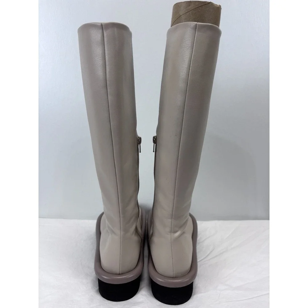 JW Anderson Bumper Boots Sz 38 US 7 Women's Knee High Taupe Sheepskin Leather